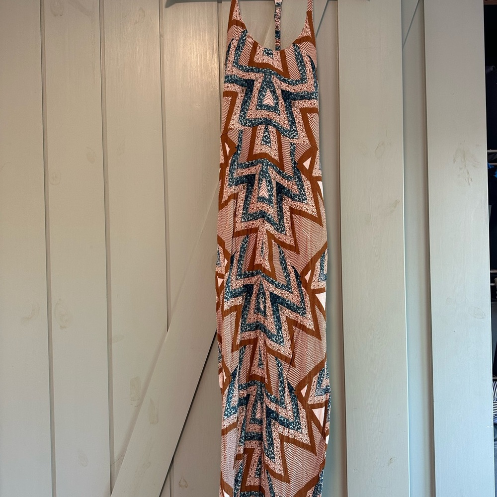 Free People Geometric Maxi Dress - Orange and Blue